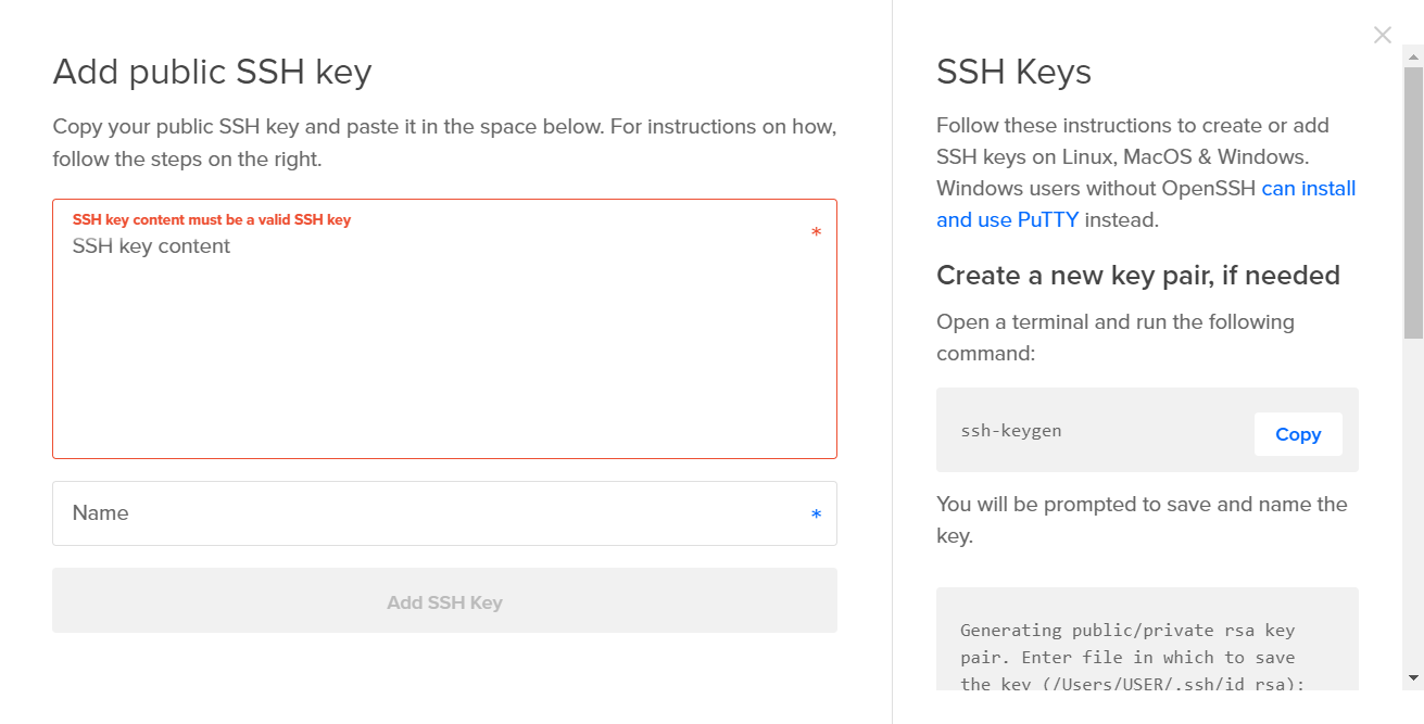 Add public SSH key