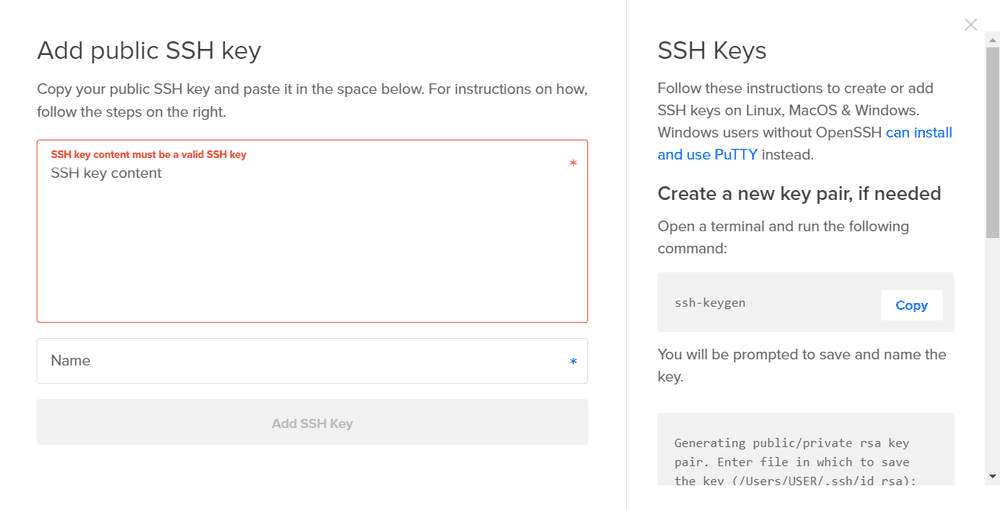 Add public SSH key